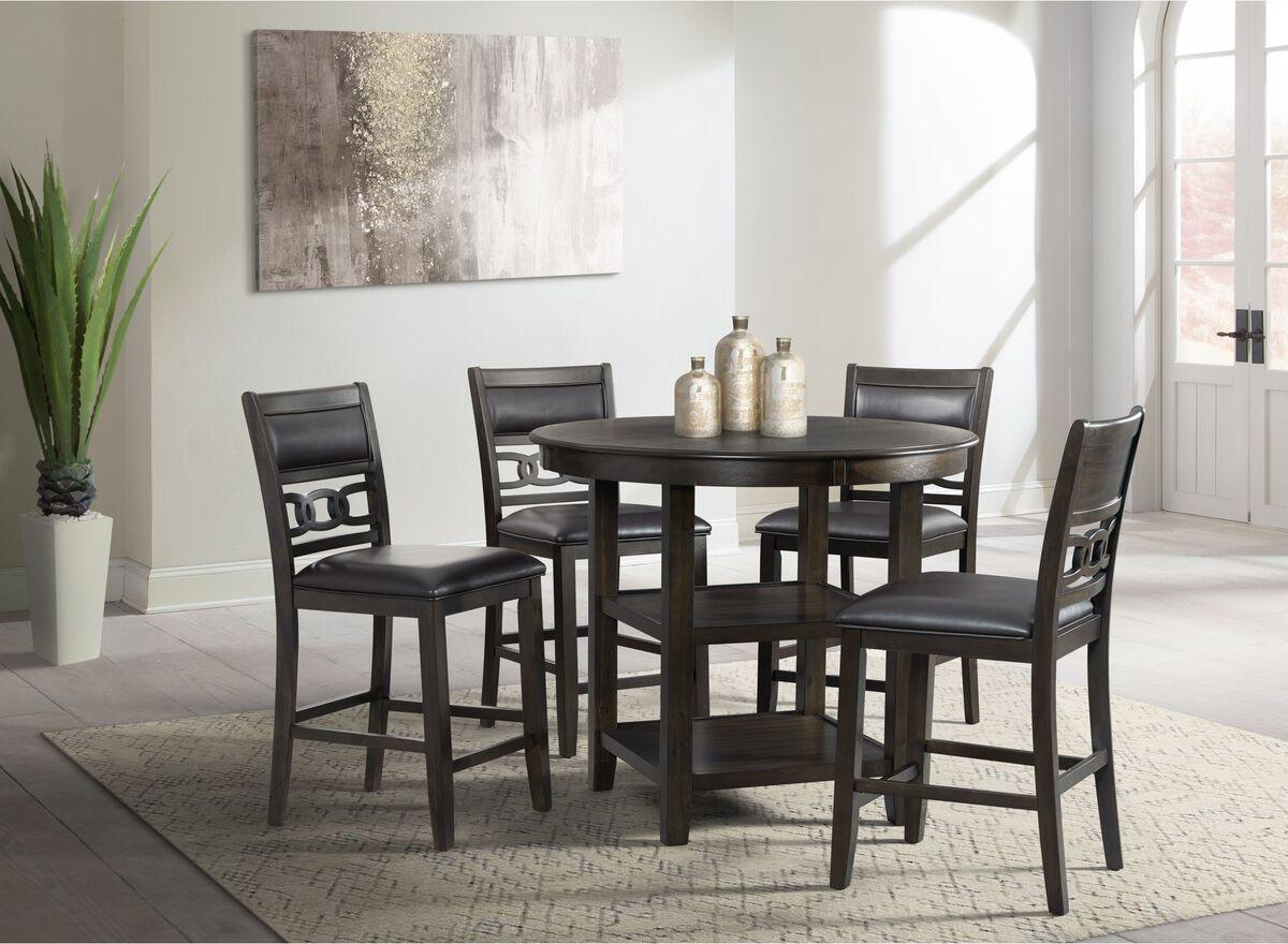 Elements Dining Sets - Taylor Counter Height 5PC Dining Set-Table and Four Faux Leather Side Chairs in Walnut
