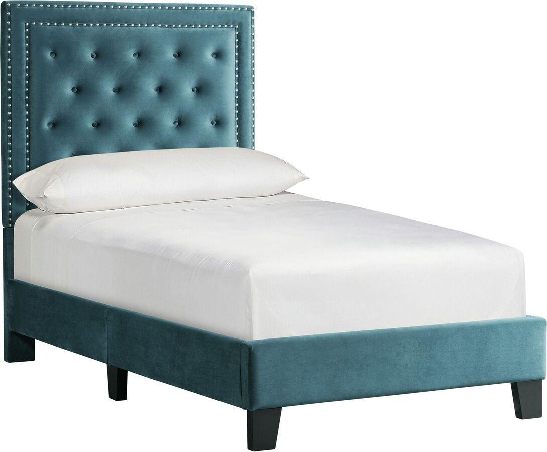 Elements Beds - Teagan Twin Upholstered Platform Bed in Blue