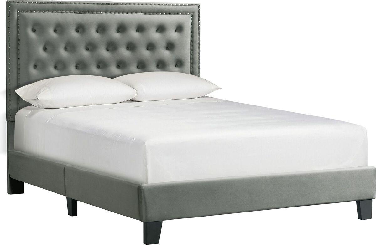 Elements Beds - Teagan Upholstered Platform Queen Bed in Gun Metal