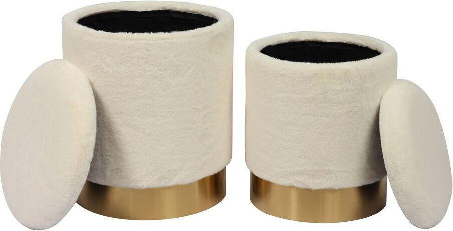 Tov Furniture Living Room Sets - Teddy 2 Piece Storage Ottomans Off-White