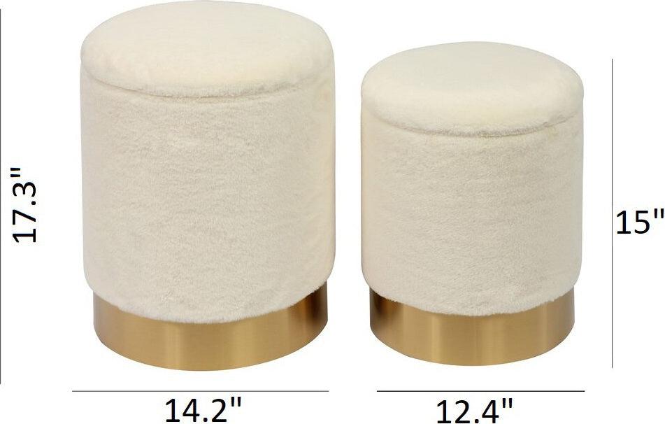 Tov Furniture Living Room Sets - Teddy 2 Piece Storage Ottomans Off-White