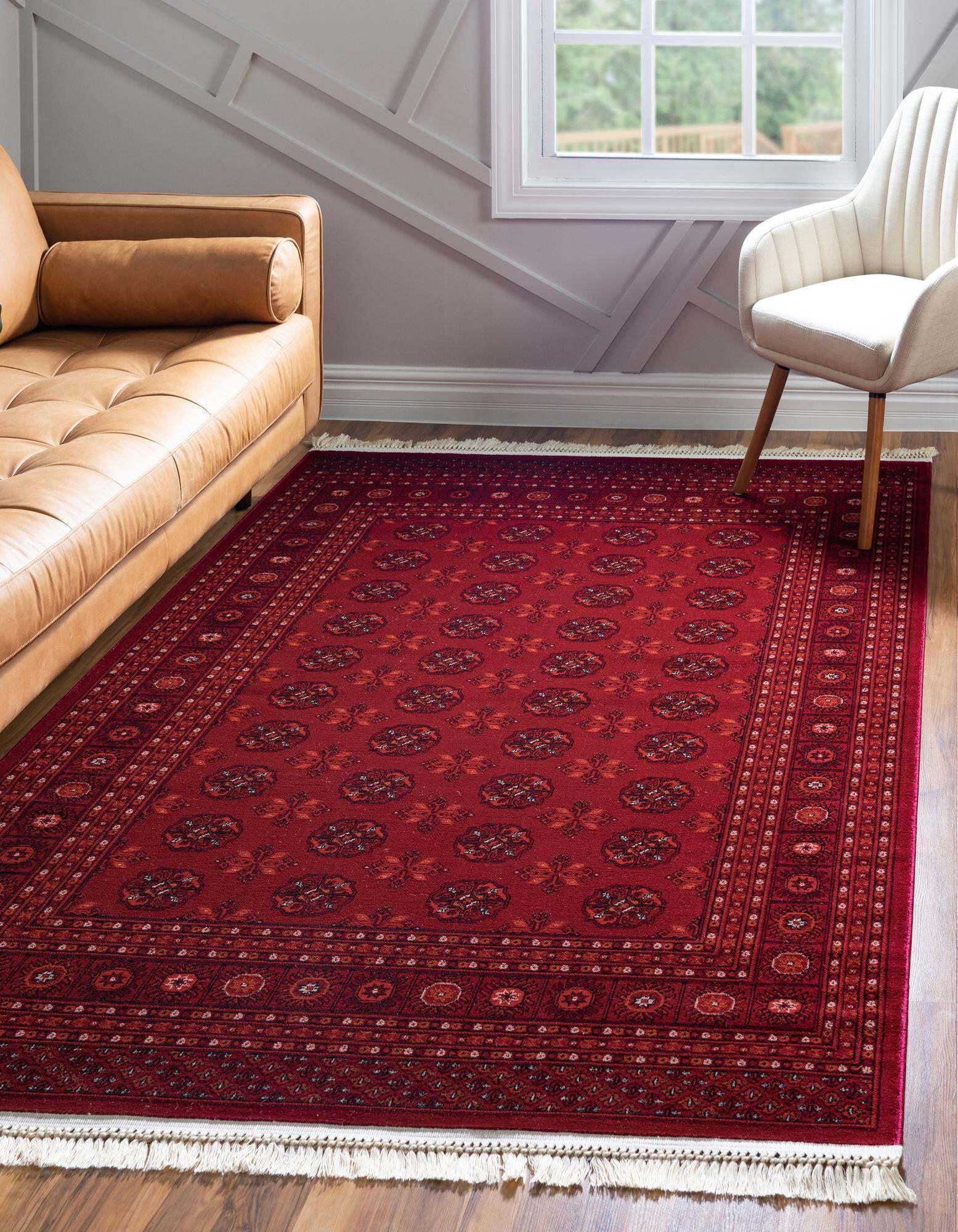 Unique Loom Indoor Rugs - Tekke Medallion 4x6 Rug Red & Multicolor