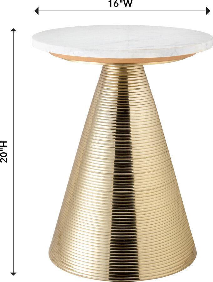 Tov Furniture Side & End Tables - Tempo Marble Side Table White