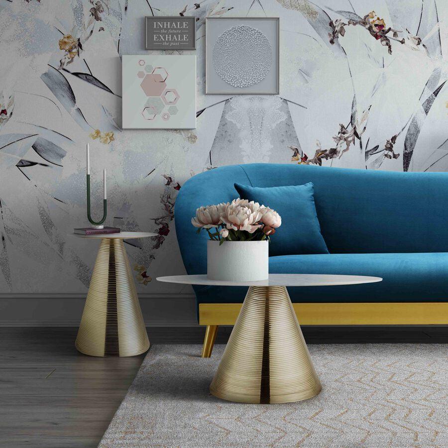Tov Furniture Side & End Tables - Tempo Marble Side Table White