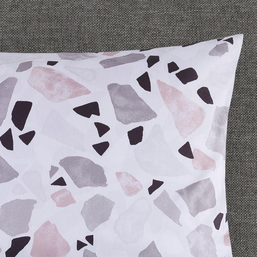 Olliix.com Duvet & Duvet Sets - Terrazzo King/California King Cotton Printed Duvet Cover Set Blush & Gray