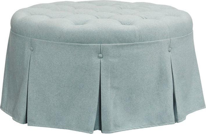 Olliix.com Ottomans & Stools - Terri Skirted Tufted 32" Round Ottoman Blue
