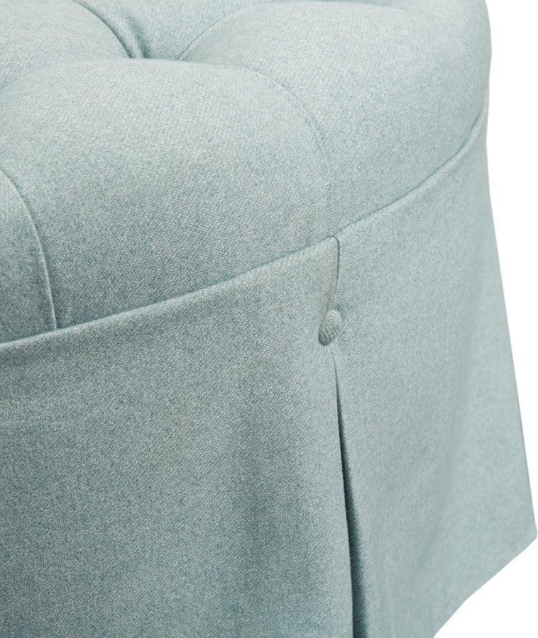 Olliix.com Ottomans & Stools - Terri Skirted Tufted 32" Round Ottoman Blue
