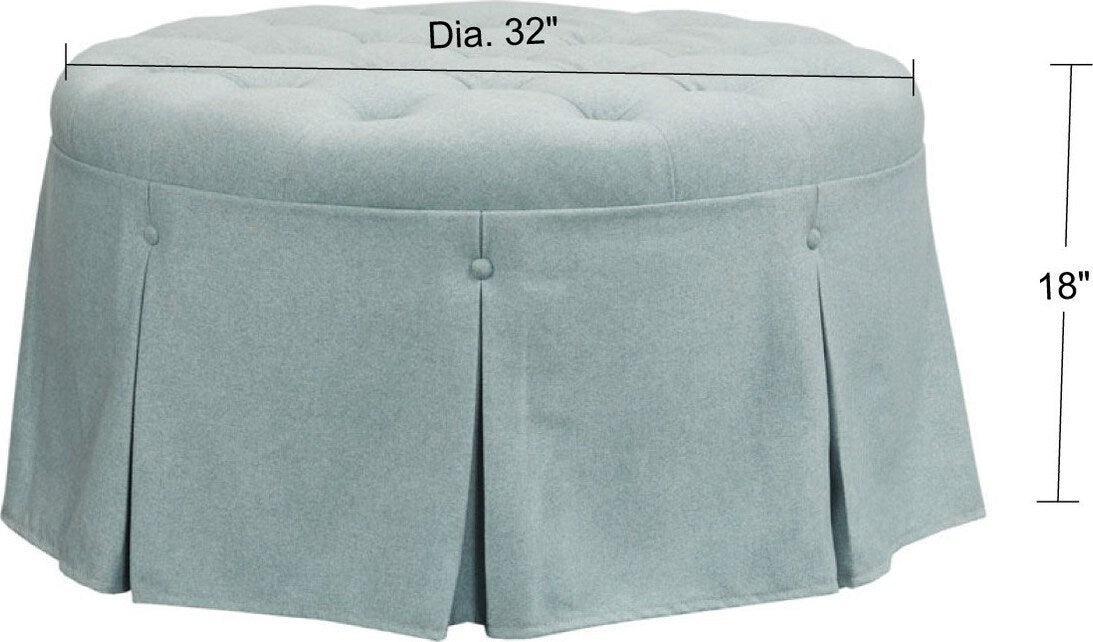 Olliix.com Ottomans & Stools - Terri Skirted Tufted 32" Round Ottoman Blue