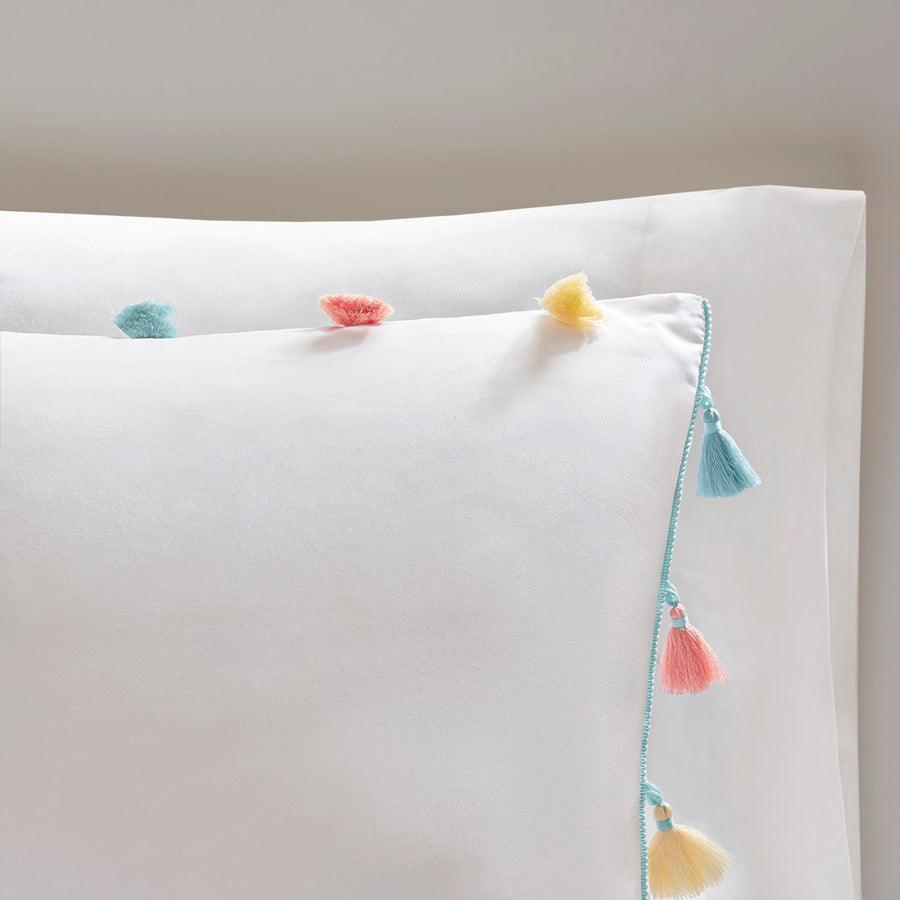 Olliix.com Comforters & Blankets - Tessa Twin Tassel Casual Comforter Set White