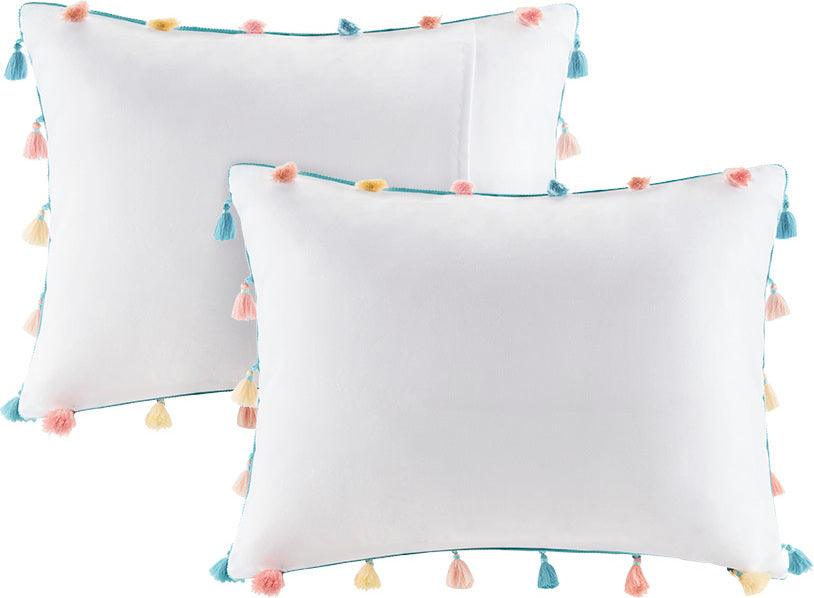 Olliix.com Comforters & Blankets - Tessa Twin Tassel Casual Comforter Set White