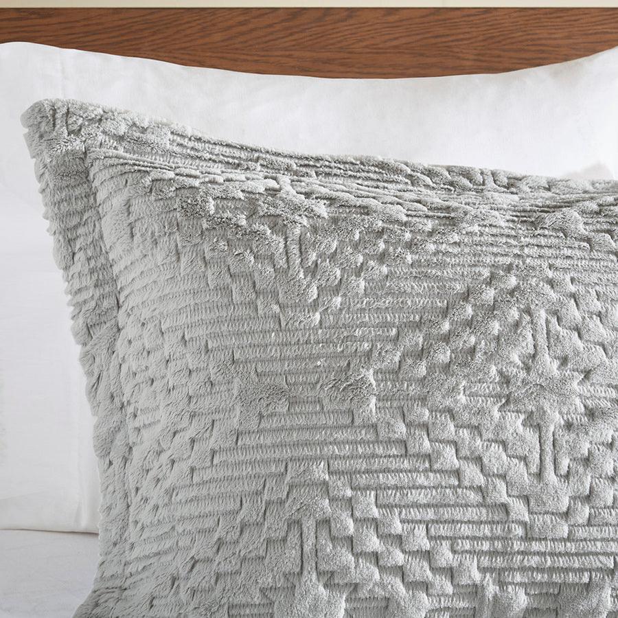 Olliix.com Comforters & Blankets - Teton Embroidered Plush Coverlet Set Full/Queen Gray