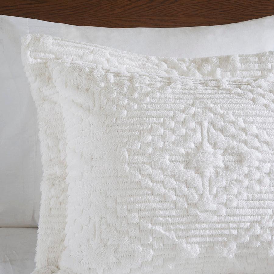 Olliix.com Comforters & Blankets - Teton Embroidered Plush Coverlet Set King/Cal King Ivory