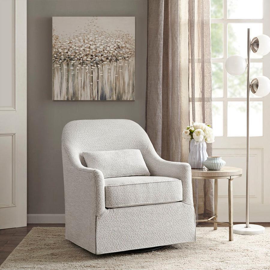 Olliix.com Accent Chairs - Theo Swivel Glider Chair Ivory & Black