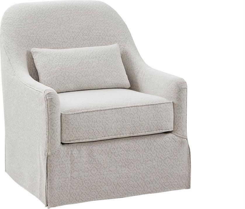 Olliix.com Accent Chairs - Theo Swivel Glider Chair Ivory & Black