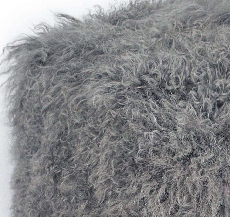 Tov Furniture Ottomans & Stools - Tibetan Sheep Grey Pouf White