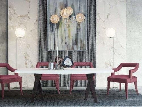 Tov Furniture Dining Chairs - Tiffany Slub Velvet Chair Pink