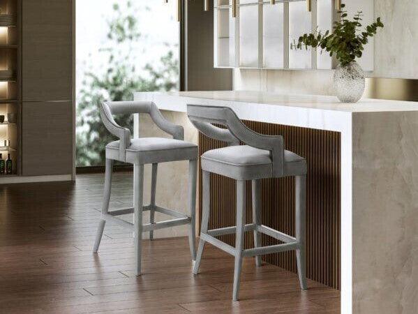 Tov Furniture Barstools - Tiffany Velvet Bar Stool Gray
