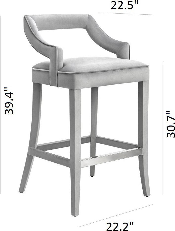 Tov Furniture Barstools - Tiffany Velvet Bar Stool Gray