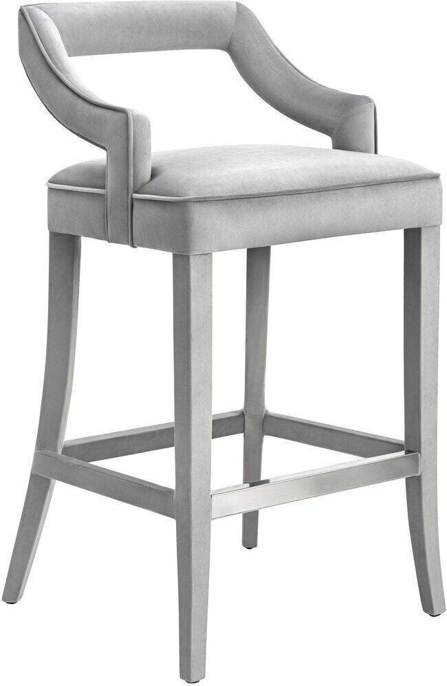 Tov Furniture Barstools - Tiffany Velvet Counter Stool Gray