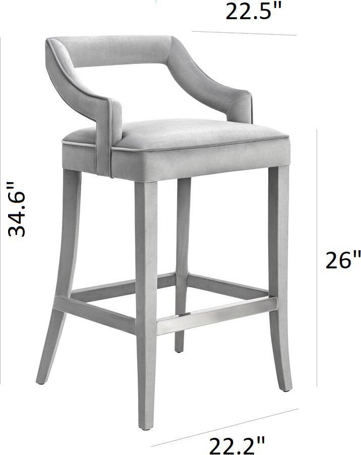 Tov Furniture Barstools - Tiffany Velvet Counter Stool Gray