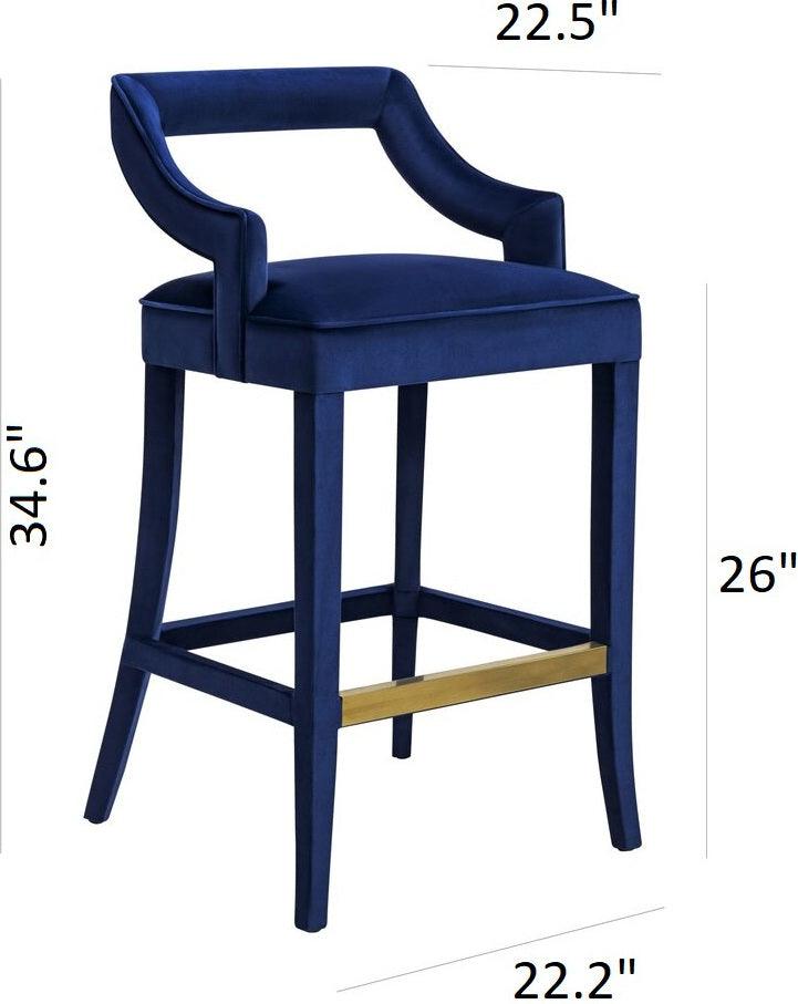 Tov Furniture Barstools - Tiffany Velvet Counter Stool Navy