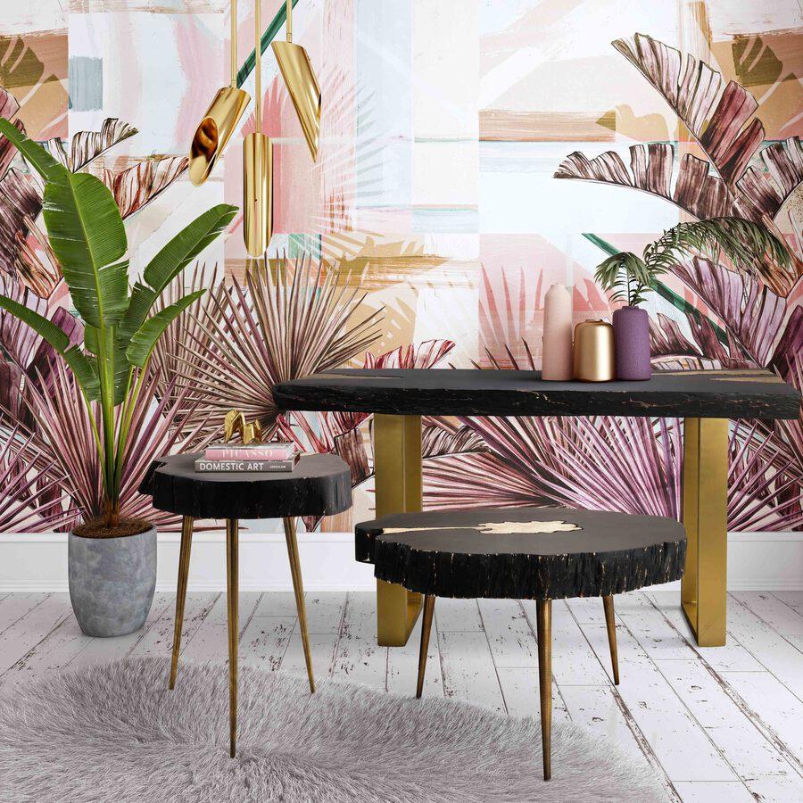 Tov Furniture Side & End Tables - Timber Black and Brass Side Table Black