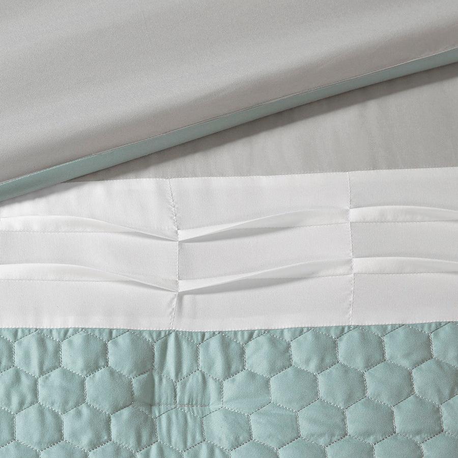 Olliix.com Comforters & Blankets - Tinsley 8 Piece 26" W Comforter Set Seafoam & Gray Queen