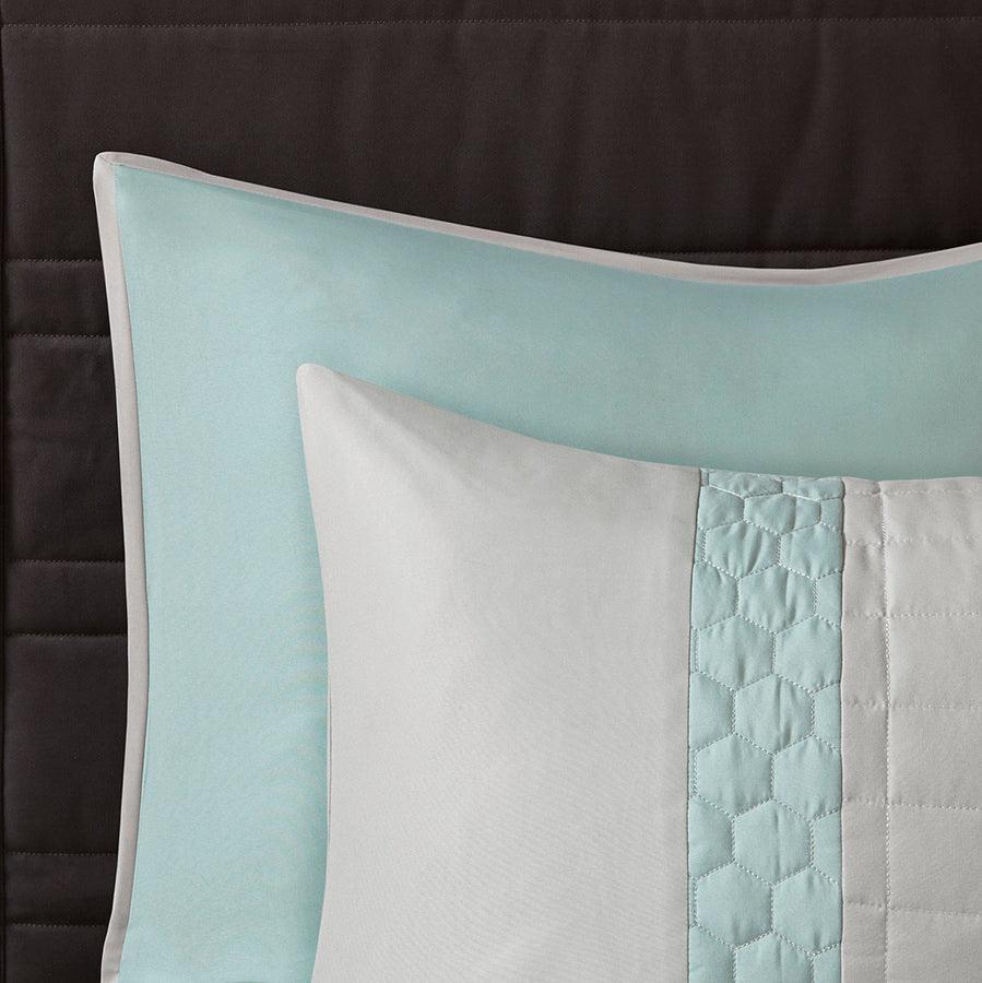 Olliix.com Comforters & Blankets - Tinsley 8 Piece Comforter Set Seafoam & Gray Cal King