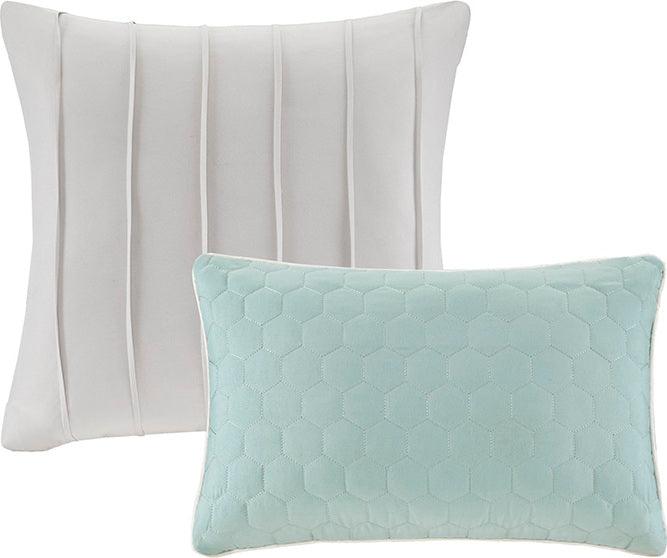 Olliix.com Comforters & Blankets - Tinsley 8 Piece Comforter Set Seafoam & Gray Cal King