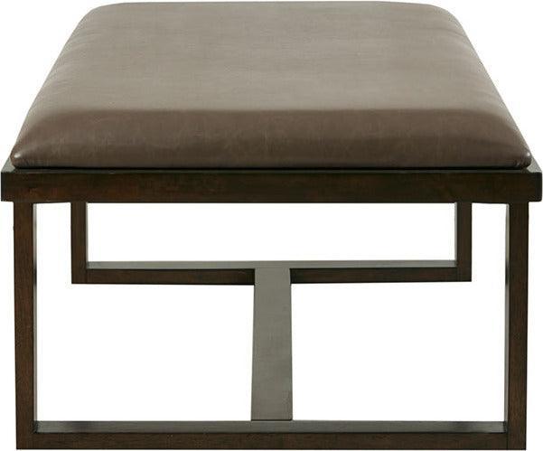 Olliix.com Benches - Tracey Faux Leather Cocktail Ottoman Brown