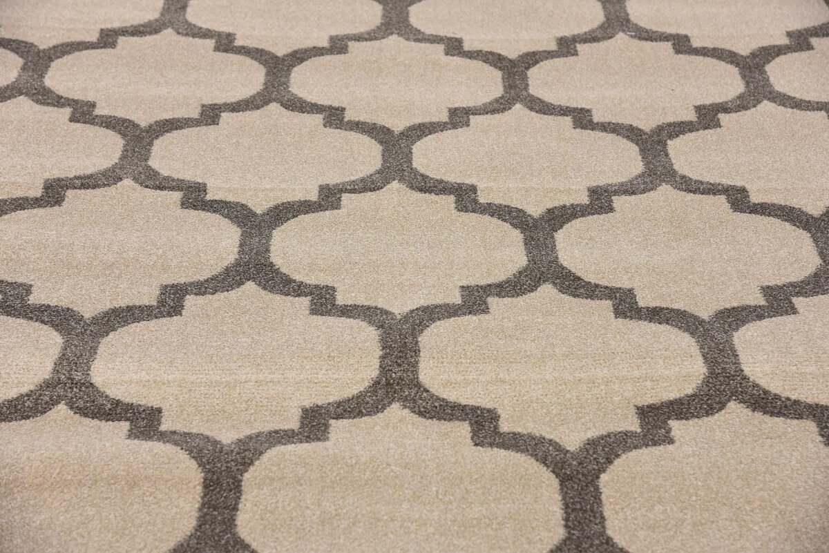 Unique Loom Indoor Rugs - Trellis Contemporary 12 Ft Round Round Rug Beige/Gray