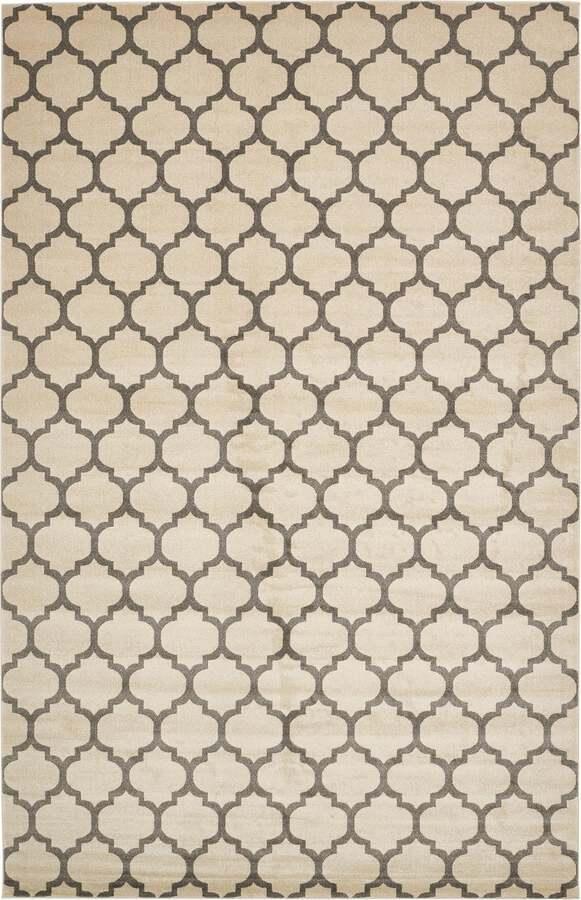 Unique Loom Indoor Rugs - Trellis Contemporary Palace Rectangular Rug Beige/Gray