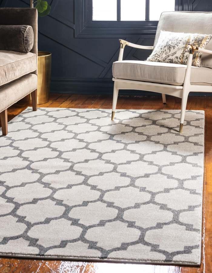 Unique Loom Indoor Rugs - Trellis Contemporary Palace Rectangular Rug Beige/Gray