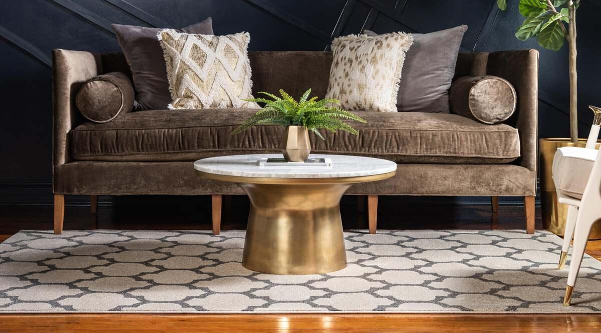 Unique Loom Indoor Rugs - Trellis Contemporary Palace Rectangular Rug Beige/Gray