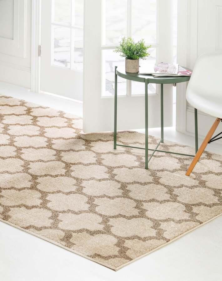 Unique Loom Indoor Rugs - Trellis Contemporary Palace Rectangular Rug Beige/Light Brown
