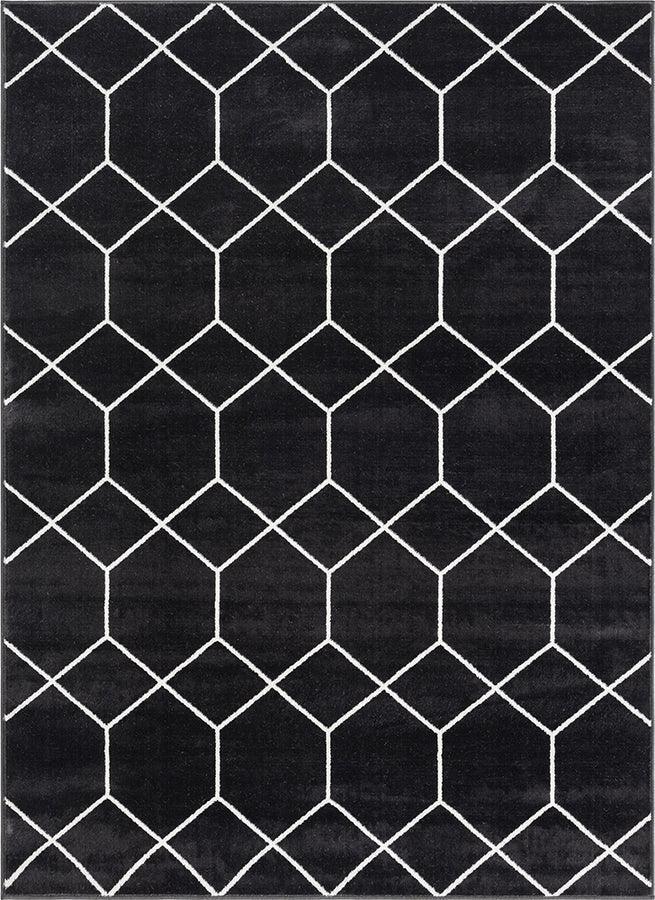 Olliix.com Indoor Rugs - Trellis Geometric Woven Area Rug Black|Cream MP35-8062