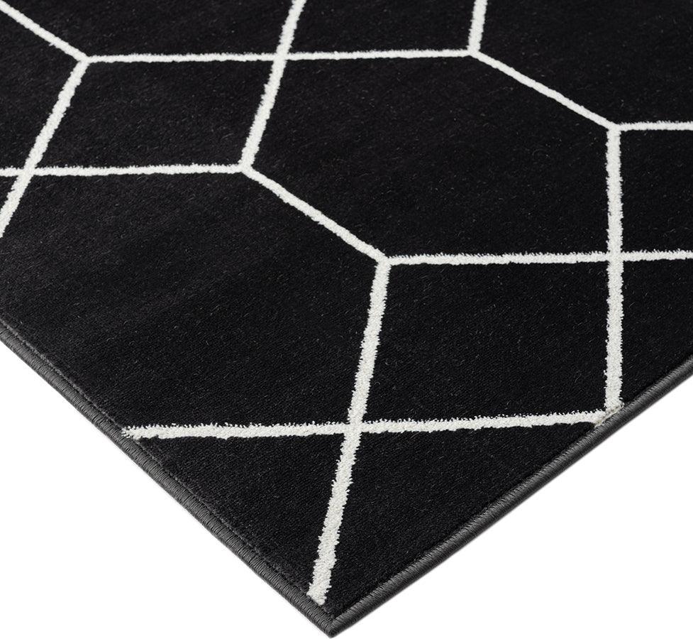 Olliix.com Indoor Rugs - Trellis Geometric Woven Area Rug Black|Cream MP35-8063