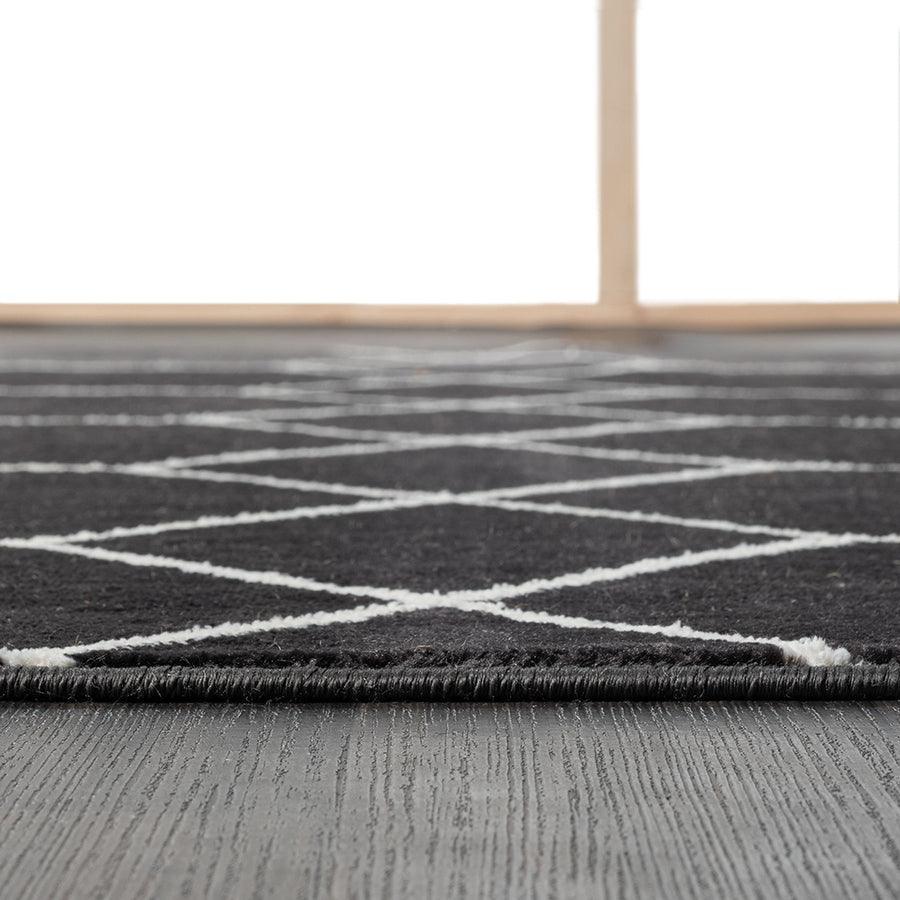 Olliix.com Indoor Rugs - Trellis Geometric Woven Area Rug Black|Cream MP35-8063