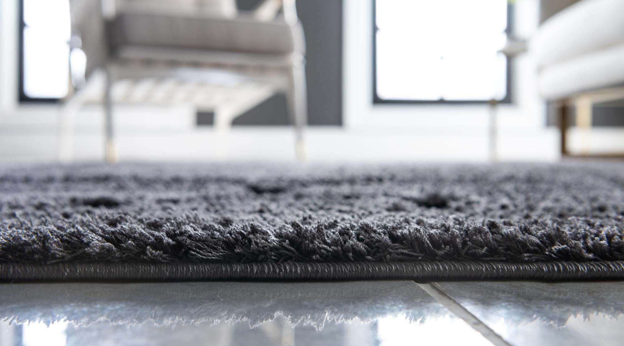 Unique Loom Indoor Rugs - Trellis Shag Geometric 5x8 Rug Dark Gray