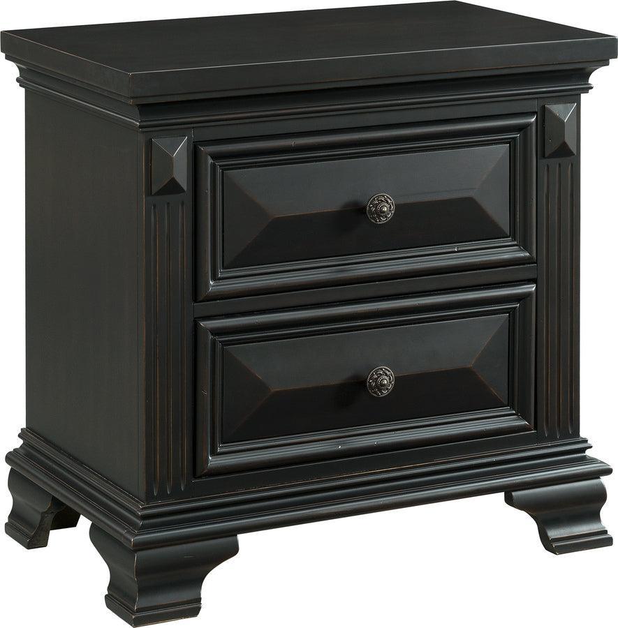 Elements Nightstands & Side Tables - Trent 2-Drawer Nightstand In Antique Black