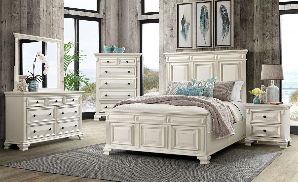 Elements Bedroom Sets - Trent 7-Drawer Dresser w/ Mirror Set in White White