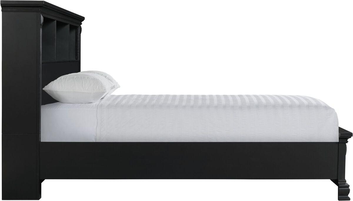 Elements Beds - Trent Queen Bookcase Storage Bed in Black