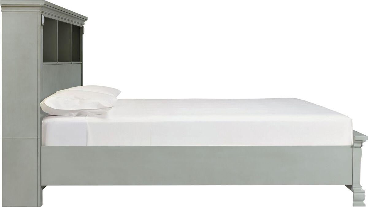Elements Beds - Trent Queen Bookcase Storage Bed in Grey