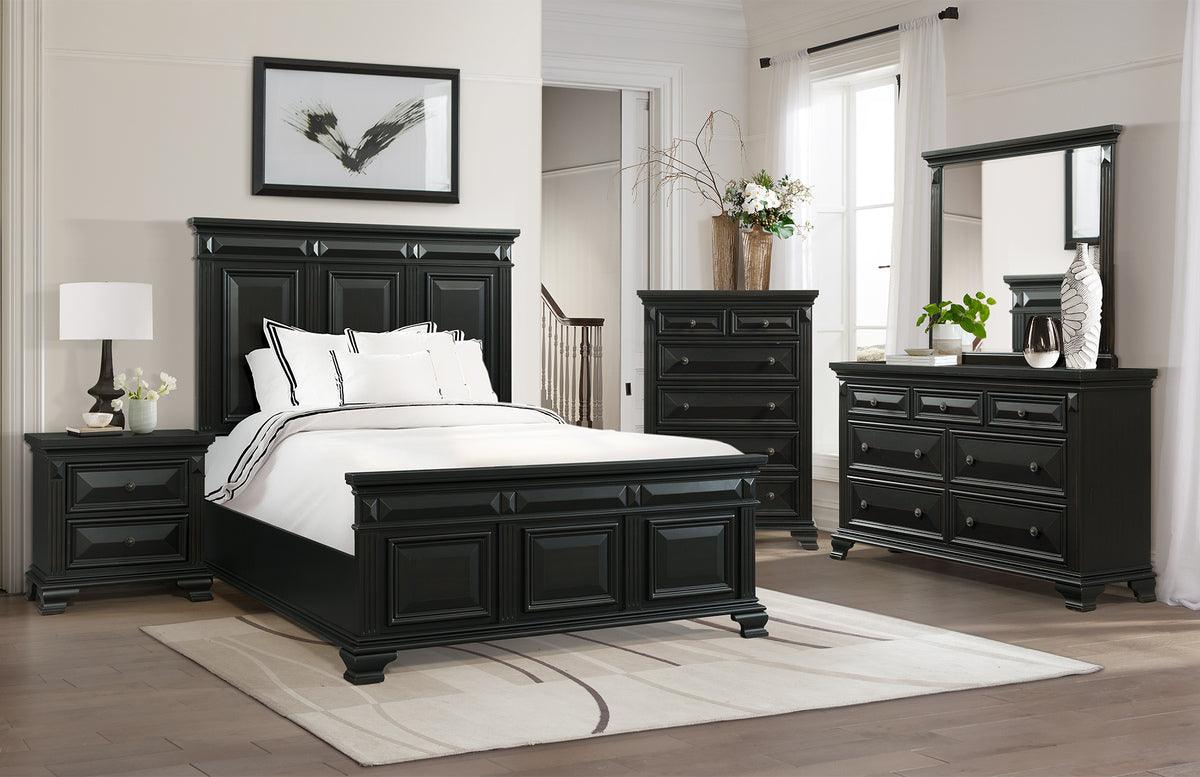 Elements Beds - Trent Queen Panel Bed in Antique Black Antique Black