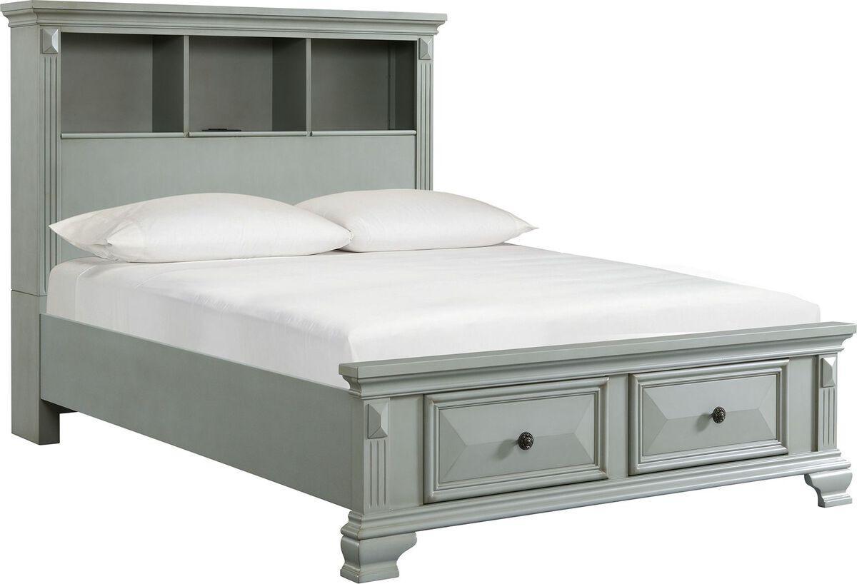 Elements Bedroom Sets - Trent Queen Storage 3 Piece Bedroom Set in Grey