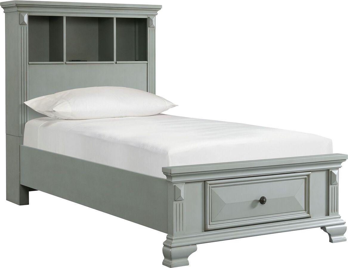 Elements Beds - Trent Twin Storage Bookcase Bed with USB in Gray