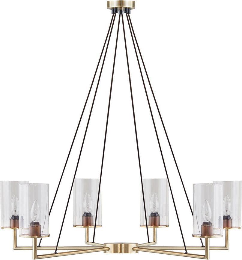 Olliix.com Ceiling Lights - Trenton Modern Cylinder Shade Chandelier Antique Brass