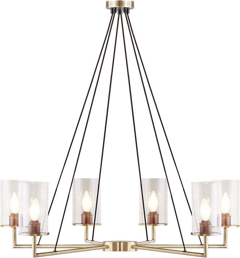 Olliix.com Ceiling Lights - Trenton Modern Cylinder Shade Chandelier Antique Brass