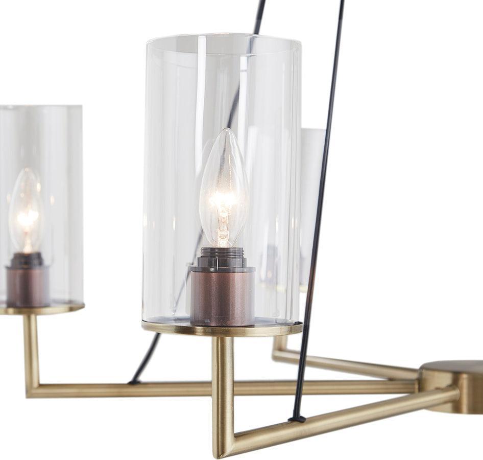 Olliix.com Ceiling Lights - Trenton Modern Cylinder Shade Chandelier Antique Brass