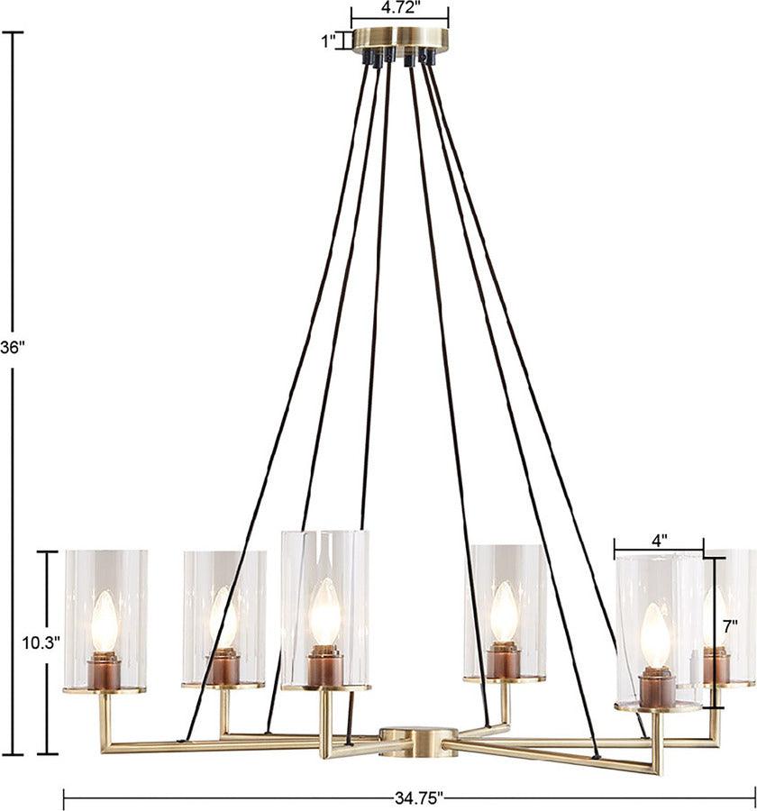 Olliix.com Ceiling Lights - Trenton Modern Cylinder Shade Chandelier Antique Brass